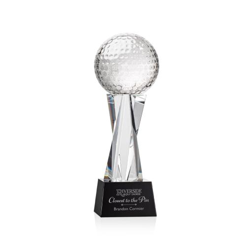 Corporate Awards - Golf Ball Black on Grafton Base Spheres Crystal Award