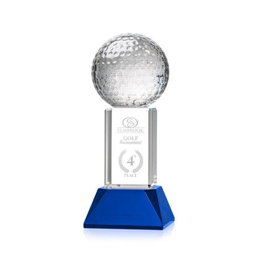 Corporate Awards - Golf Ball Blue on Stowe Base Spheres Crystal Award