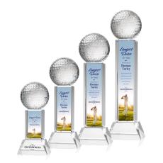 Employee Gifts - Golf Ball Full Color Clear on Stowe Spheres Crystal Award