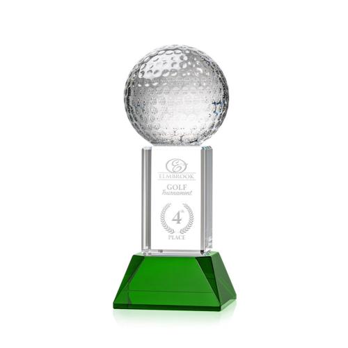 Corporate Awards - Golf Ball Green on Stowe Base Spheres Crystal Award