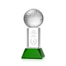 Golf Ball Green on Stowe Base Spheres Crystal Award