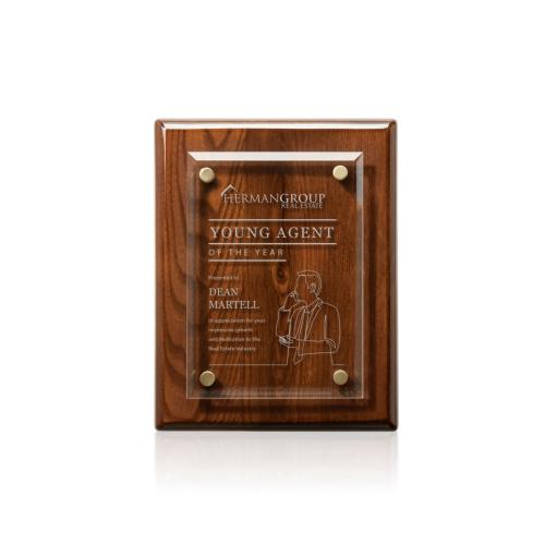 Corporate Awards - Award Plaques - Caledon Plaque - Walnut/Gold