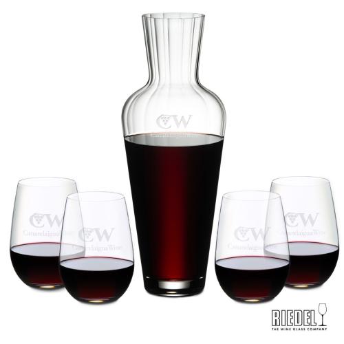 Corporate Recognition Gifts - Etched Barware - RIEDEL Mosel Decanter & Stemless Wine Set