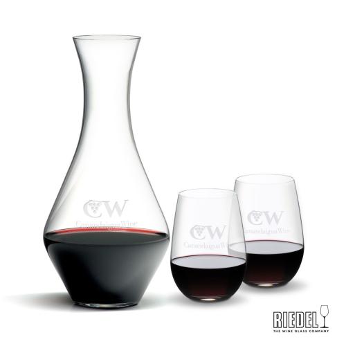 Corporate Recognition Gifts - Etched Barware - RIEDEL Merlot Decanter & Stemless Wine Set