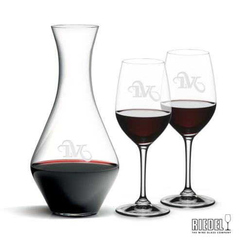 Corporate Recognition Gifts - Etched Barware - RIEDEL Merlot Decanter & Oenologue Wine Set