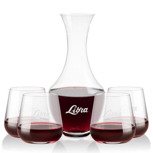 Corporate Recognition Gifts - Etched Barware - Oldham Carafe & Howden Stemless Wine