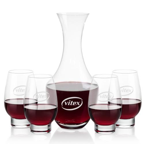 Corporate Recognition Gifts - Etched Barware - Oldham Carafe & Glenarden Stemless Wine