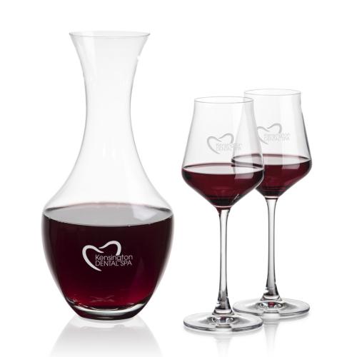 Corporate Recognition Gifts - Etched Barware - Oldham Carafe & Bretton Wine