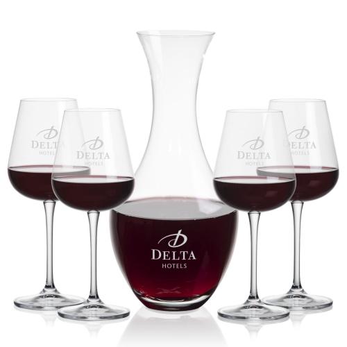 Corporate Recognition Gifts - Etched Barware - Oldham Carafe & Breckland Wine