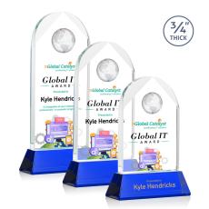 Employee Gifts - Blake Globe Full Color Blue on Newhaven Arch & Crescent Crystal Award