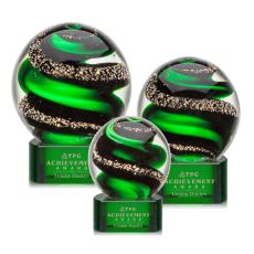 Employee Gifts - Zodiac Green on Paragon Base Spheres Glass Award