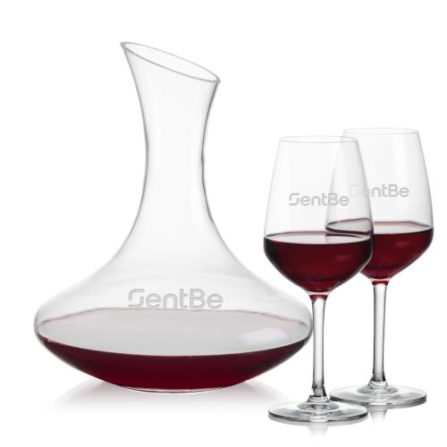 Corporate Recognition Gifts - Etched Barware - Hampton Carafe & Mandelay Wine