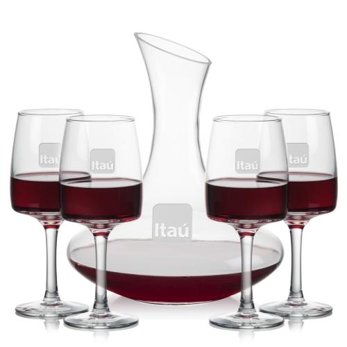 Corporate Recognition Gifts - Etched Barware - Hampton Carafe & Cherwell Wine