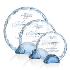 Employee Gifts - Galveston Full Color Sky Blue Circle Crystal Award