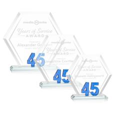 Employee Gifts - Riviera Anniversary Blue No 45 Number Crystal Award