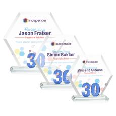 Employee Gifts - Riviera Anniversary Full Color No 30 Number Crystal Award