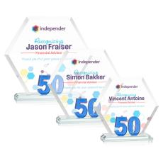 Employee Gifts - Riviera Anniversary Full Color Blue No 50 Number Crystal Award