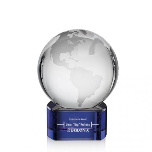 Corporate Awards - Globe Blue on Paragon Spheres Crystal Award