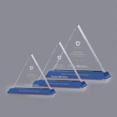 Employee Gifts - Dresden Blue on Bartlett Pyramid Crystal Award