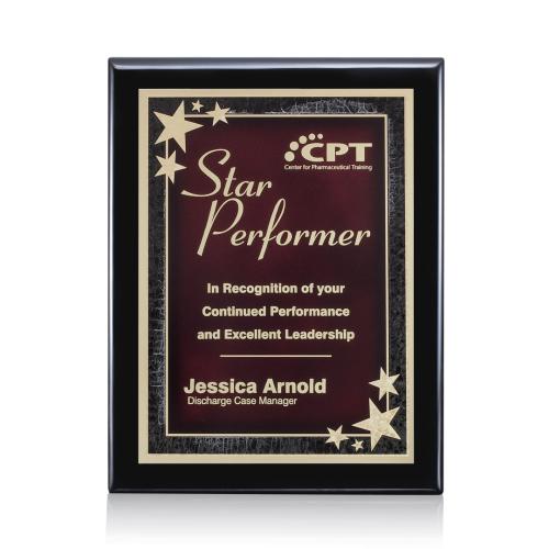 Corporate Awards - Award Plaques - Oakleigh/Starburst - Black/Red