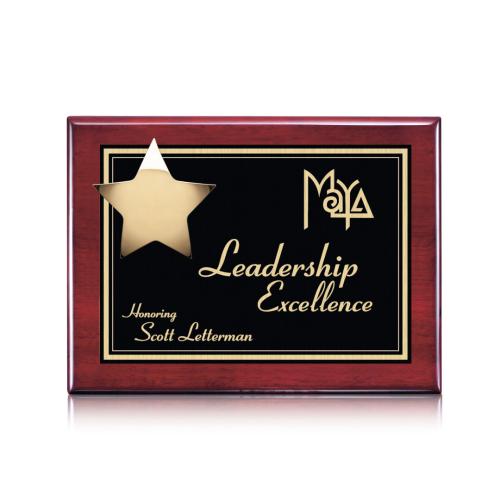 Corporate Awards - Award Plaques - Hollister Plaque - Rosewood/Gold 