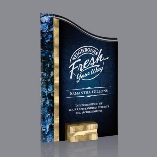 Corporate Awards - Budget Awards & Trophies - Ventura Gold/Blue Peak Acrylic Award