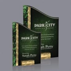 Employee Gifts - Ventura Gold/Green Peak Acrylic Award