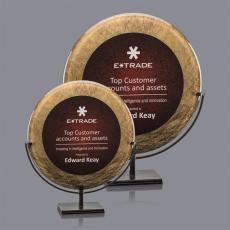 Employee Gifts - Baldridge Gold/Burgundy Circle Acrylic Award