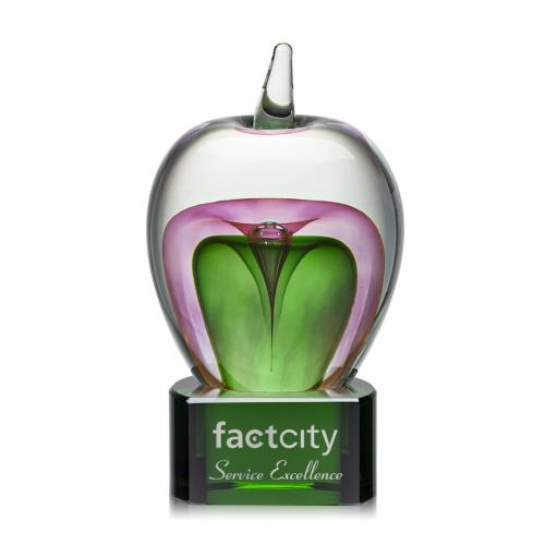 Corporate Awards - Glass Awards - Art Glass Awards - Tate Apple Apples on Paragon Base Glass Award