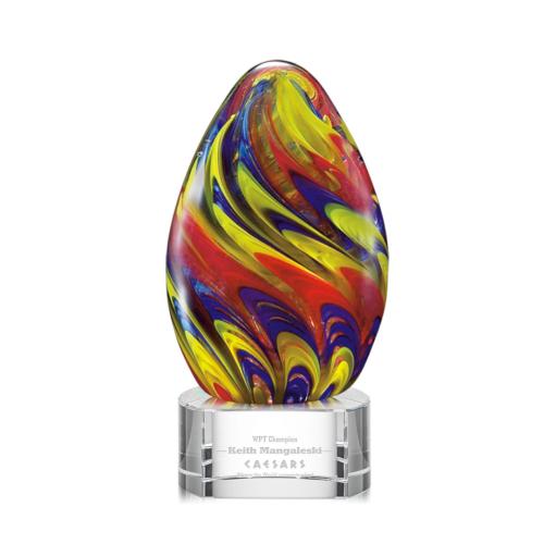 Corporate Awards - Glass Awards - Art Glass Awards - Hibiscus Glass on Paragon Base Award