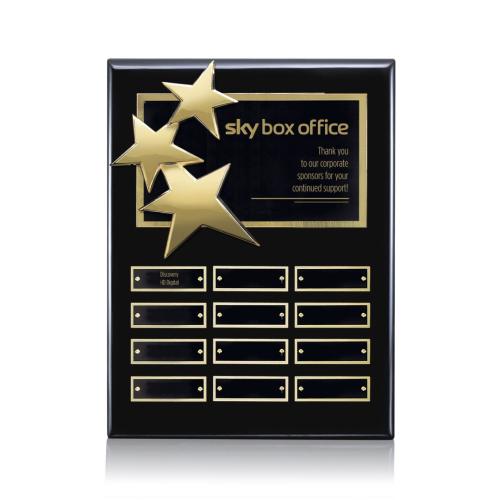 Corporate Awards - Award Plaques - Perpetual Plaques - Constellation (Vert) Perpetual - Black/Gold