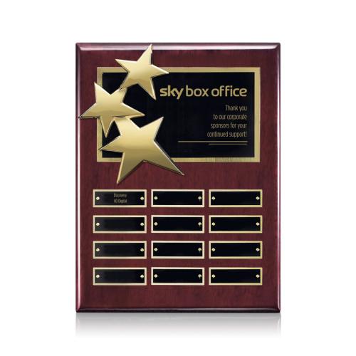 Corporate Awards - Award Plaques - Perpetual Plaques - Constellation (Vert) Perpetual - Rosewood/Gold