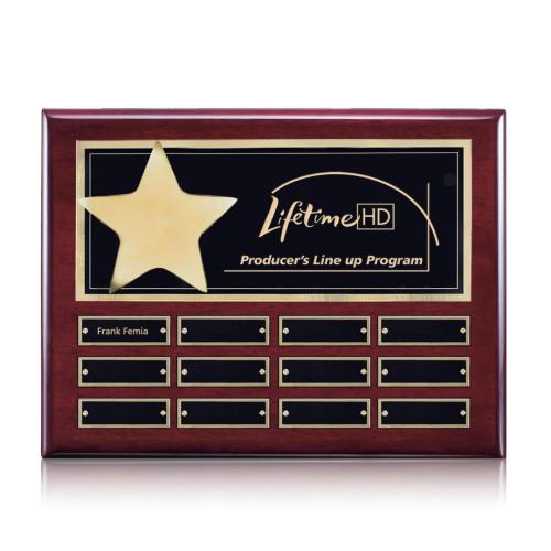 Corporate Awards - Award Plaques - Perpetual Plaques - Hollister (Horiz) Perpetual - Rosewood/Gold