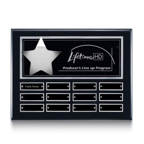 Corporate Awards - Award Plaques - Perpetual Plaques - Hollister (Horiz) Perpetual - Black/Silver 