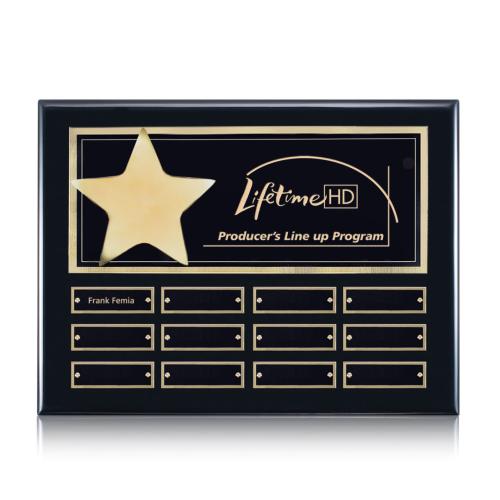 Corporate Awards - Award Plaques - Perpetual Plaques - Hollister (Horiz) Perpetual - Black/Gold 