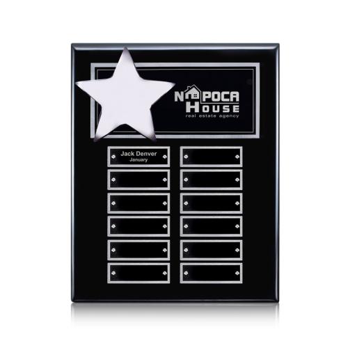 Corporate Awards - Award Plaques - Perpetual Plaques - Hollister (Vert) Perpetual - Black/Silver 