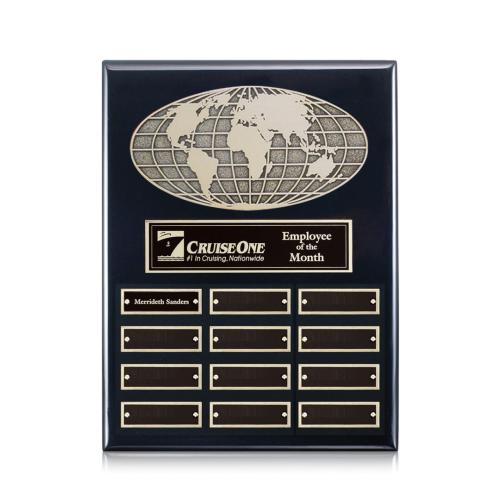 Corporate Awards - Award Plaques - Perpetual Plaques - World (Vert) Perpetual - Black Finish