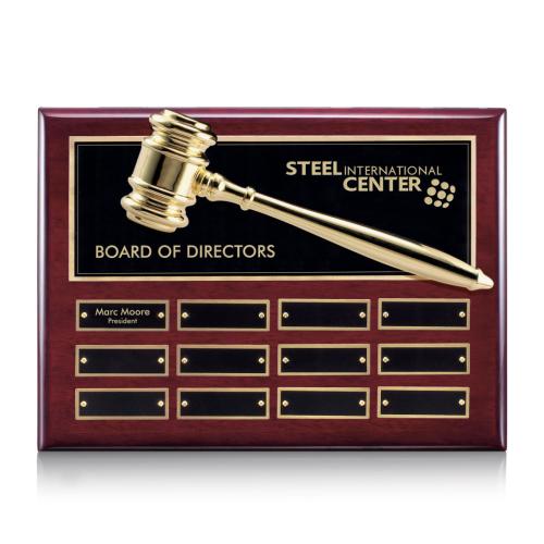 Corporate Awards - Award Plaques - Perpetual Plaques - Gavel Perpetual - Rosewood 