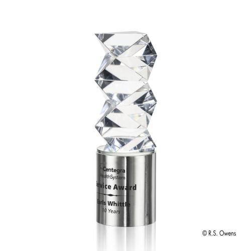 Corporate Awards - Fractal Silver Obelisk Metal Award