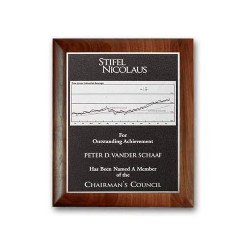 Corporate Awards - Award Plaques - Metal Plaques - Photocast Plaque - Walnut Rolled Edge   