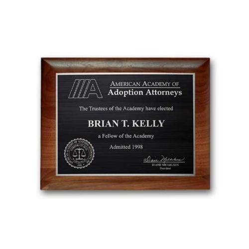 Corporate Awards - Award Plaques - Etch/Antiqued Plaq - Walnut Rolled Edge