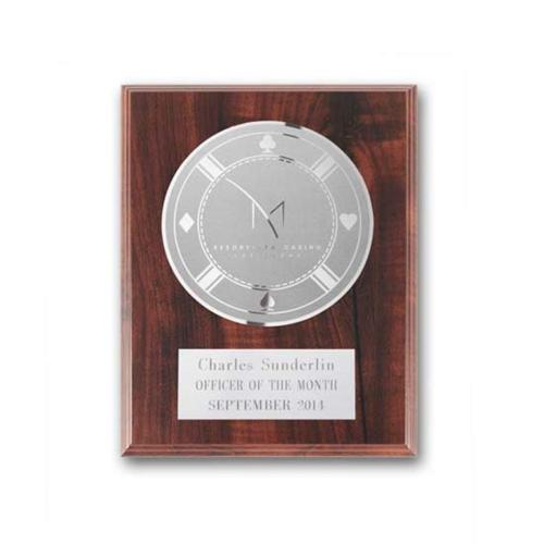 Corporate Awards - Award Plaques - Etch/Frosted Plaq - Walnut Finish/Silver