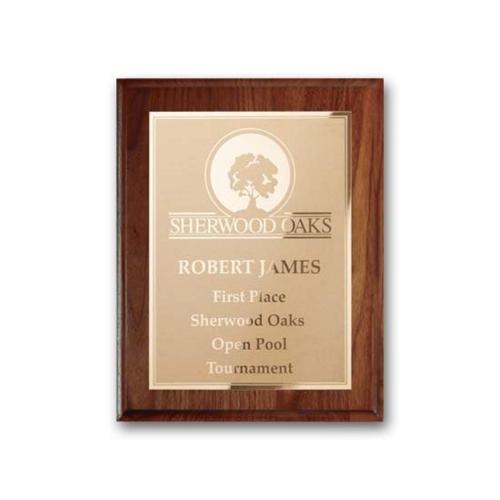 Corporate Awards - Award Plaques - Etch/Frosted Plaq - Walnut Cove Edge/Gold