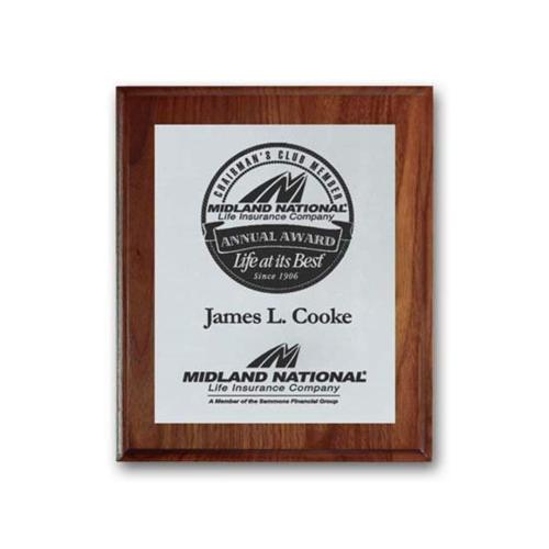 Corporate Awards - Award Plaques - Screenprint Aluminum - Walnut/Cove Edge    