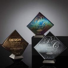 Employee Gifts - Solitare Metallic Diamond Glass Award