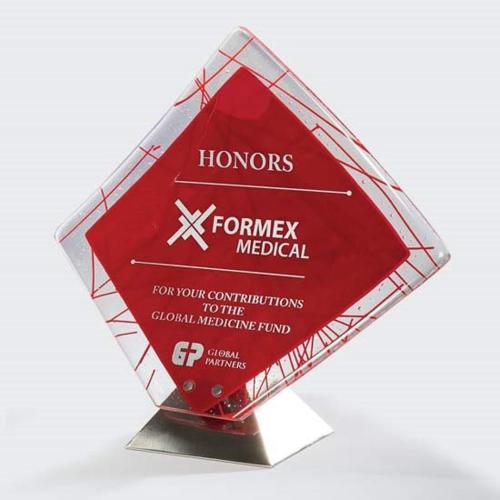 Corporate Awards - Glass Awards - Art Glass Awards - Solitaire Diamond Glass Award