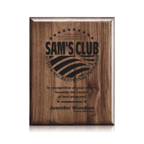 Corporate Awards - Award Plaques - Laser Engraved Plaq - Walnut Piano Finish