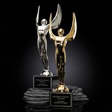 Employee Gifts - Winged Achievement People on Marble Metal Award