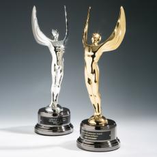 Employee Gifts - Winged Achievement People on Black Nickel Metal Award
