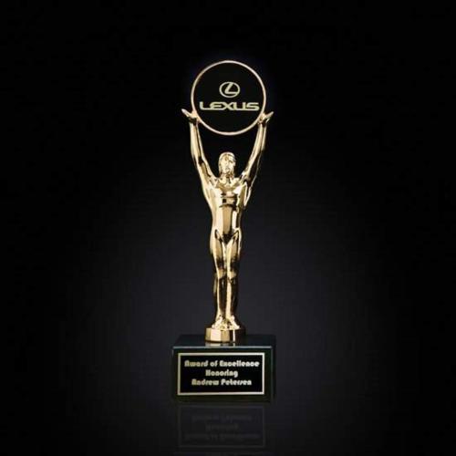 Corporate Awards - Champion Circle on Black Marble Metal Award